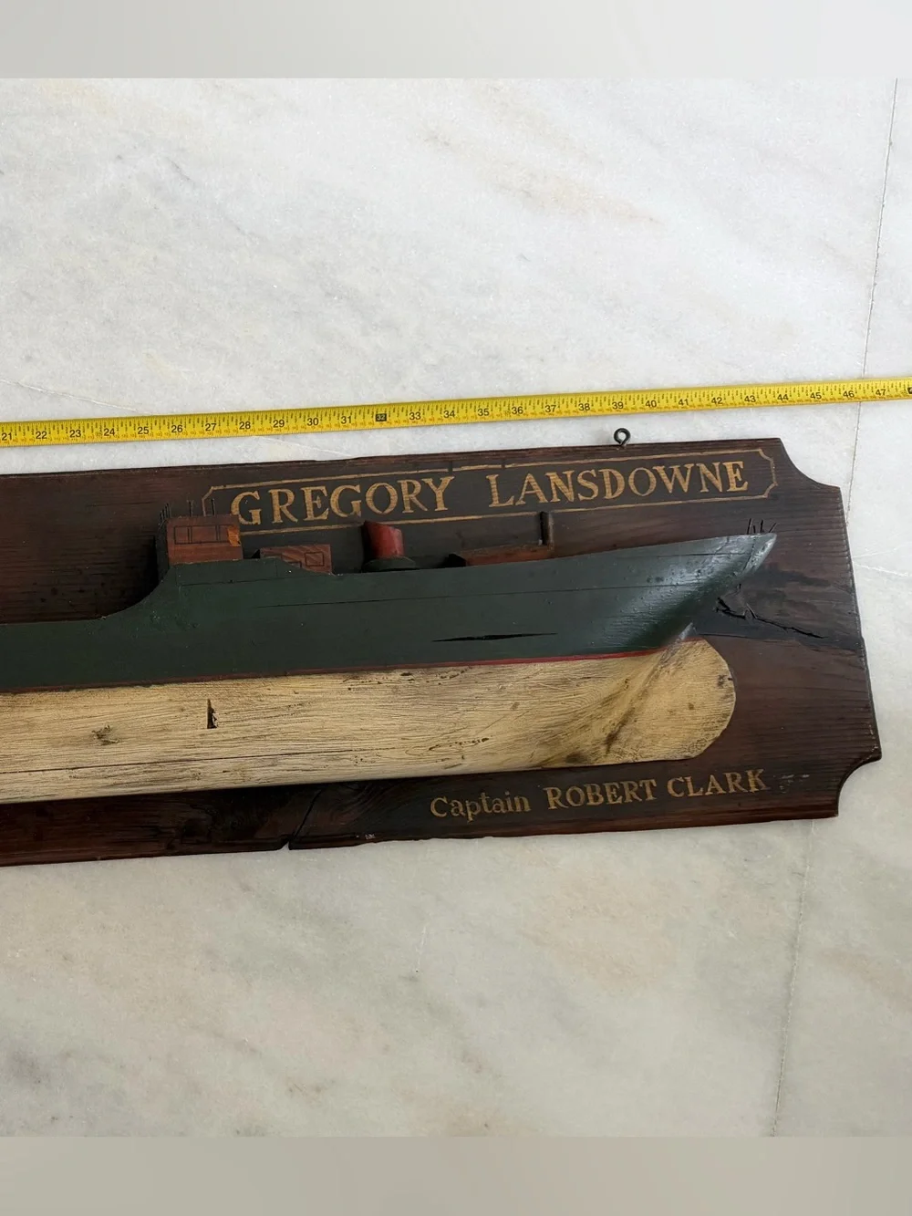 Gregory Lansdowne Ship Plaque - Green and Natural Wood